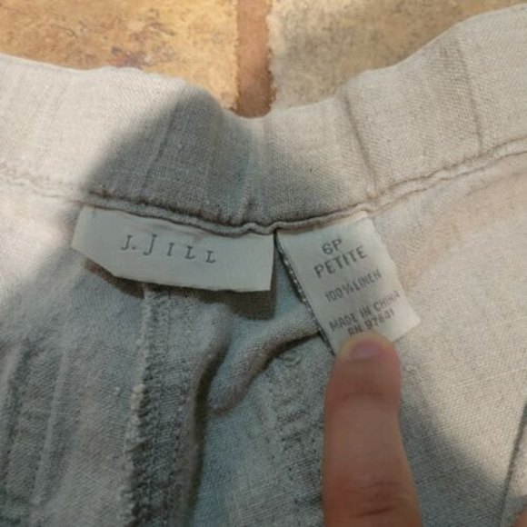 J. Jill Linen Women's Size 6P Crop Pants Beige Zip Drawstring Waist Pockets - Picture 4 of 12